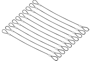 PATIKIL Sicherheits-Kabelschloss, 22,9 cm, Edelstahl, 2 mm Durchmesser, Sicherheitsdrahtseil mit Doppelschlaufe für Gepäckschloss, schwarz, 10 Stück