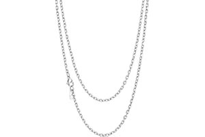 Richsteel Chaîne Homme Rolo en Acier Inoxydable - Largeur de 3/5/7/9/12 mm, Longueur de 46/50/55/61/66/71/76 cm, Argenté/Or/Noir, Bijoux Cadeaux pour Unisex (Boîte Cadeau)