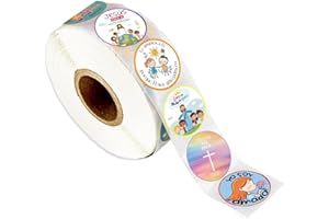 1STEP2DREAM Calcomanías cristianas españolas para niños, calcomanías de versículo bíblico de Jesús de 5 cm, 8 diseños, etiquetas de citas de fe para iglesia, escuela dominical (80 unidades)