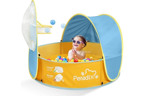 Peradix Piscines Bassins Bébé Piscine à Balles, Aire de Jeux 3 en 1 Pop-up Tente Piscine pour Intérieur Extérieur, Jouets Rafraîchissants D'été, des Cadeaux Adaptés à Toutes été(sans Balles)