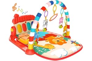 Eners Tappetino da Gioco Musicale per Bambini in Palestra, Piano Kick & Play per Attività per Neonati, con Imbottitura (Rosso)