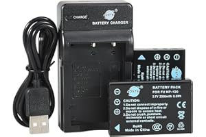 DSTE NP-120 - Batteria agli ioni di litio (2 pezzi) e micro USB, compatibile con fotocamera Fujifilm FinePix 603 F10 F11 M603 F10 Zoom F11 Zoom M603 Zoom