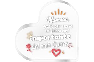 NAÏZAYA Idea Regalo Festa del Mamma - Targa a Cuore Mamma Migliore del Mondo - Idee Regali Compleanno Originali