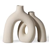 Anquephd Ceramic Vase, Nordic Modern Boho Style Decorative Ceramic Aesthetic Flower Vase for Home Decor (Beige)