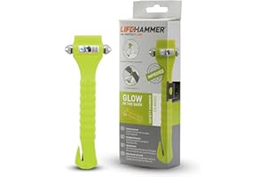 Lifehammer CR-134455 Brand Safety Hammer, The Original Emergency Escape and Rescue Tool with Seatbelt Cutter, Made in The Netherlands, Glow Yellow