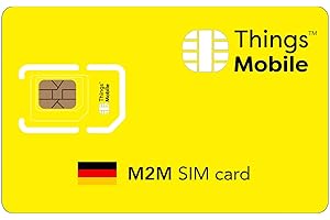 Tarjeta SIM M2M Alemania -Things Mobile - Cobertura Global, Red multioperador GSM/2G/3G/4G LTE, sin costos fijos, sin vencimiento con tarifas competitivas. 10 € de crédito Incluido