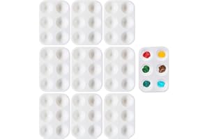 TCMCZ 10PCS 6 Wells White Art Paint Tray Palette,Mini Paint Palette Watercolor Palette Painting Tray Plastic Paint Pallets,Rectangular Plastic Paint for Watercolor Acrylic and Oil DIY Craft Art Painting