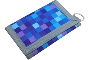 sundee RFID Trifold Canvas Outdoor Sports Wallet for Kids,Front Pocket Wallet with Magic Sticker, Kids Wallets for Boys - Blue Square