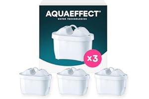 AQUAEFFECT MAX+ Water Filter Cartridges,Replacement for Brita® Maxtra+® Plus,Maxtra Pro® All-in-1,Compatible with Brita® Marella® Jug,Reduces Chlorine & Limescale,Eco-Friendly Choice (3)
