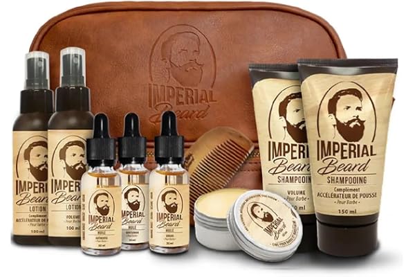 IMPERIAL BEARD - Kit Barbe Homme - 1 Peigne à Barbe + 8 Soins - Cadeau Homme Original - Fabrication Française