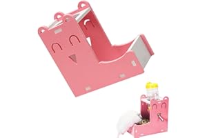 GENERIC WSHuayee 2 in 1 Hamster Automatic Water Drinker Base Small Pet Hanging Water Dispenser Holder Small Pet Food Container Base for Hamster Gerbil Mouse Guinea Pig (125ML, Without Water Bottle)