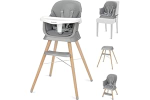 Ezebaby Baby High Chair, High Chairs for Babies and Toddlers with Adjustable Legs, Portable 6-in-1 Convertible to Booster Seat for Dining Table (Gray)