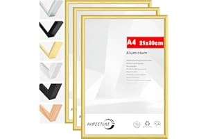 HIMEETIME® 3x Cadre Photo A4 21x30 cm en Aluminium Noir,Cadre 21x29,7 cm,Cadre à Documents A4,Cadre photo pour montage mural ou de table