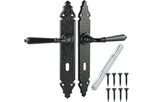 ALSTEN TECH Türbeschlag Drückergarnitur Türgriff BB PZ WC Schwarz Türdrücker Schmiedeeisen (72 BB - Buntbart)