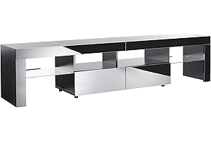 MMT FURNITURE DESIGNS LTD MMT 200cm Extra-Deep TV Stand – Large Entertainment Unit for TVs up to 90 Inches – Wide Modern Media Cabinet with Storage, Shelves & Cable Management