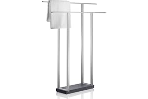 blomus MENOTO Matt Brushed Towel Rack, Stainless_Steel, Silver, 16 x 75 x 90 cm