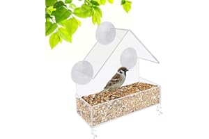 FIGFYOU Vogelfutterhaus für Vögel Vogelfutterspender Transparent Vogelfutterstation Fenster Vogelhaus aus Acryl Futterhaus Vögel mit 3 Saugnäpfen Fenster Futterstelle für Wildvögel