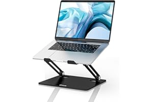 GOKEDA Laptop Stand, Ergonomic Metallic Adjustable Laptop Riser, Portable Computer Stand for Desk Compatible for MacBook Pro/Air, Lenovo, Samsung, Acer, And Laptops & Tablets (Black)
