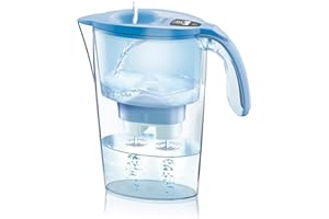 Jarra filtrante de agua LAICA Stream line (Edición en color) y 1 cartucho de filtro de agua Bi-Flux para 30 días - Tapa de llenado rápido, 2,3 L de capacidad total, 1,2 L de agua filtrada LAVANDA