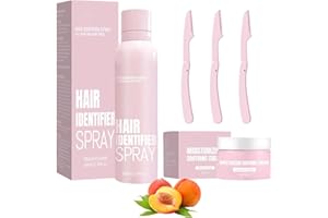 MIKLOVEN Peach Facial Hair Removal Kit for Women – Hair Identifier Spray, Soothing Cream & Dermaplaning Blades – Gentle Facial Hair Removal Cream – Safe for Sensitive Skin – Multi-Functional