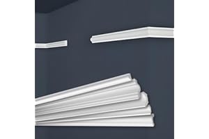 MARBET DESIGN Molduras de techo Marbet de espuma de poliestireno XPS - Molduras de estuco de alta calidad, ligeras y robustas con un diseño moderno - (Paquete económico de 40 metros E-27-11x23mm)