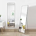 Warmiehomy 147X37cm Full Length Mirror, Floor Full Body Rectangular Standing Mirror with Stand, Hanging or Leaning Against for Bedroom Cloakroom, Black