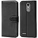 Produktbild Conie Schutzhülle kompatibel mit LG K8 2018, Schwarze PU Lederhülle Klapphülle Etui Tasche mit Kartenfächer