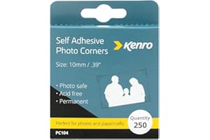 Kenro Self Adhesive Photo Corners - Permanent Photo Corners for Positioning & Removing Photos into Albums. Ideal for Scrapbooking Paper Crafts - PC104