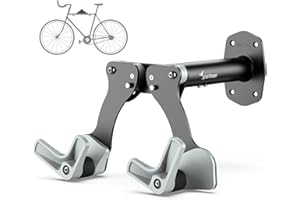 Sportneer Bike Wall Mounts, Aluminum Bike Rack with 5 Levels Adjustment Bicycle Wall Hanger Hook in Garage with wide handlebars (MAX 25KG) for Indoor Bike Storage Mountain Bikes or Hybrid Bikes