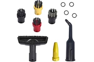 AVAENZO Accessori per pulitore a vapore Karcher Easyfix SC1 SC2 SC3 SC4 SC5, 4 spazzole rotonde, 1 ugello 2.884-280.0, 1 Prolunga, 1 Ugello power per pulitori a vapore ricambio