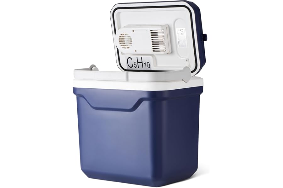 Amazon Basics Electric Cool Box, with Cooling and Warming Function, 12V DC/230V AC for Vehicle/Home Use, 24 Litres, Blue