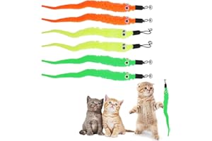 AWOGIPD Giochi Interattivi per Gatti, 6 pcs Giochi per Gatto, Giocattolo per Bacchetta per Gatti, Ricarica di Ricambio per Coda Pelosa e Verme Interattivo per Cacciatori di Gatti