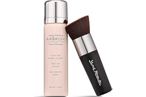 ‎JEROME ALEXANDER MagicMinerals AirBrush Foundation, Jerome Alexander - 2-teiliges Set mit Airbrush-Foundation und Kabuki-Pinsel - Spray Make-up mit Anti-Aging-Inhaltsstoffen für glatte, strahlende Haut (Bright Light)