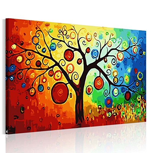 RAIN QUEEN Bunte Obstbaum HD Bilder Bilderrahmen Deko Leinwand Kunstdruck Oil Painting Canvas Landschaft Natur Holz Rahmen (ready to hang)
