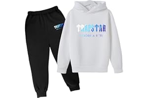 YOUPO Tute for bambini Trapstar, felpa con cappuccio e pantaloni da jogging con stampa Trapstar London autunno/inverno Completi di abbigliamento in 2 pezzi Abbigliamento sportivo