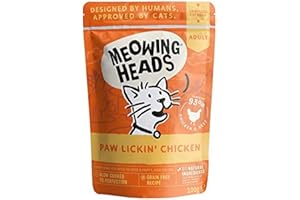 Meowing Heads Adult Cat Food Wet Pouches Variety Pack Natural with No Artificial Flavours Plus Added Vitamins & Minerals Chicken 10 x 100g
