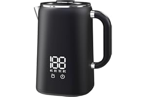 OMISOON Czajnik elektryczny ze stali nierdzewnej, pojemność 1,7 litra, mały czajnik elektryczny z regulacją temperatury 45°C-100°C, automatyczne wyłączanie, ochrona przed pracą na sucho, ochrona przed