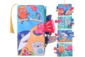 STERLING PROTECTOR CASE Baby Book Fabric Book for Babies, Baby Toy 0 - 6 Months, Picture Book with Marine Animals, Feel Book Crinkle Book, Early Development Baby Cloth Books, Perception Learning Toy, Gifts for Boys Girls