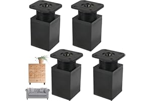 EXIN DEHCEN 4 Pezzi Piedini Regolabili per Mobili, Piedi per Mobili 4x6cm, Piedini Mobili, Piedini per Mobili Regolabili, Gambe per Mobili, Piedi Mobili per Divani, Armadi, Tavoli, Letti e Altri Mobili, Nero