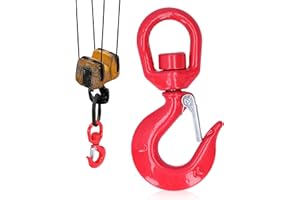 HERCHR Crochet de Grue 1T, Crochet de Levage Pivotant Crochet à œil Pivotant Robuste d'une Capacité de 1T Crochet D'élingue à œil Pivotant Crochet de Levage Crochet de Grue de Sécurité Grab