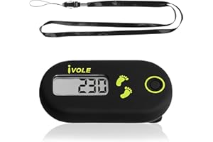 VOSSOT Mini pedometro 3D con clip e cordino da collo, sensore preciso per misurare passo e distanza, per uomo, donna, bambino, corsa, camminata, escursionismo