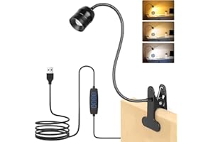 ‎ITAYGA iTayga Dimmbare LED-Klemmlampe mit Zoombarem Fokus - 3 Farbtemperaturen, 10 Helligkeitsstufen, Schwanenhals-Design & Starke Klemmhalterung für Bett, Schreibtisch, Nachttisch (1 Stück)