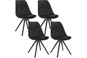 ‎WOLTU WOLTU® BH196sz-4 4 x Esszimmerstühle 4er Set Esszimmerstuhl, Sitzfläche aus Samt, Design Stuhl, Küchenstuhl, Holzgestell, Schwarz
