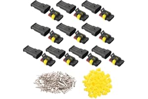 ‎GTIWUNG GTIWUNG 10 tlg 3 polig Stecker Steckverbinder Wasserdicht, Steckdose Set für KFZ, Auto Elektrischer Anschluss Stecker (3 Polig Gelbes Siegel)