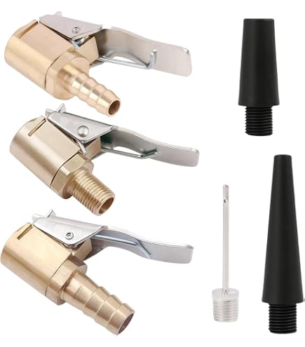4 Valvole Di Riempimento Per Serbatoio Aria Compressa - Filetto 1/8 NPT In Ottone E Plastica, Schrader Esagonali