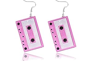 CHUANGOU 1 Paire Années 80 Boucles d'oreilles Pendantes à Cassette Boucles d'oreilles Bande Accessoires Femme