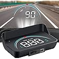 Jaexest Car HUD Display, Vehicle Speedometer, Head Up Display with Hood, Speed Warning HUD Projector for Cars and Trucks with OBD II OR EUOBD