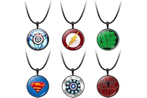 FYDZBSL Marvel Avengers Halskette Schmuck Anhänger Halskette Creative Crystal Anime Cartoon Schmuck für Jungen Mädchen JugendlicheAnime Fan, 6pcs