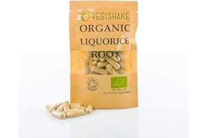 VEGISHAKE Organic Liquorice Root HPMC Capsule 740mg Glycyrrhizin Supplements Anti-Inflammatory Digestion Colon Cleanse Vegan Halal Kosher (30 Capsules)