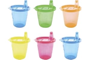 Nuby ID91121A Pick Nick drinking cup set with lid set of 6 with 6 cups and 6 lids 210 ml, assorted colors